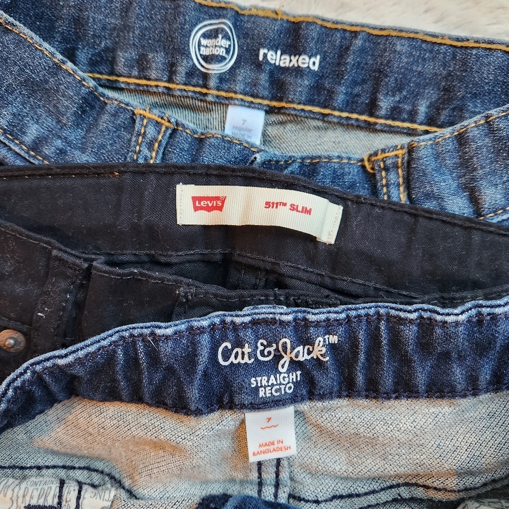 B1G1 Size 7 Jeans Bundle of 3! Wondernation | Levi's | Cat & Jack - Picture 2 of 3